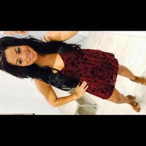 Vintage Shop strapped velvet burgundy dress